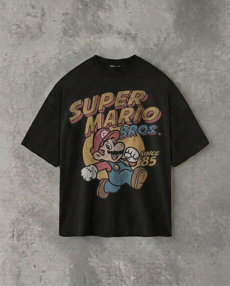 “Super Mario Bros.” Vintage Style | Black Tee