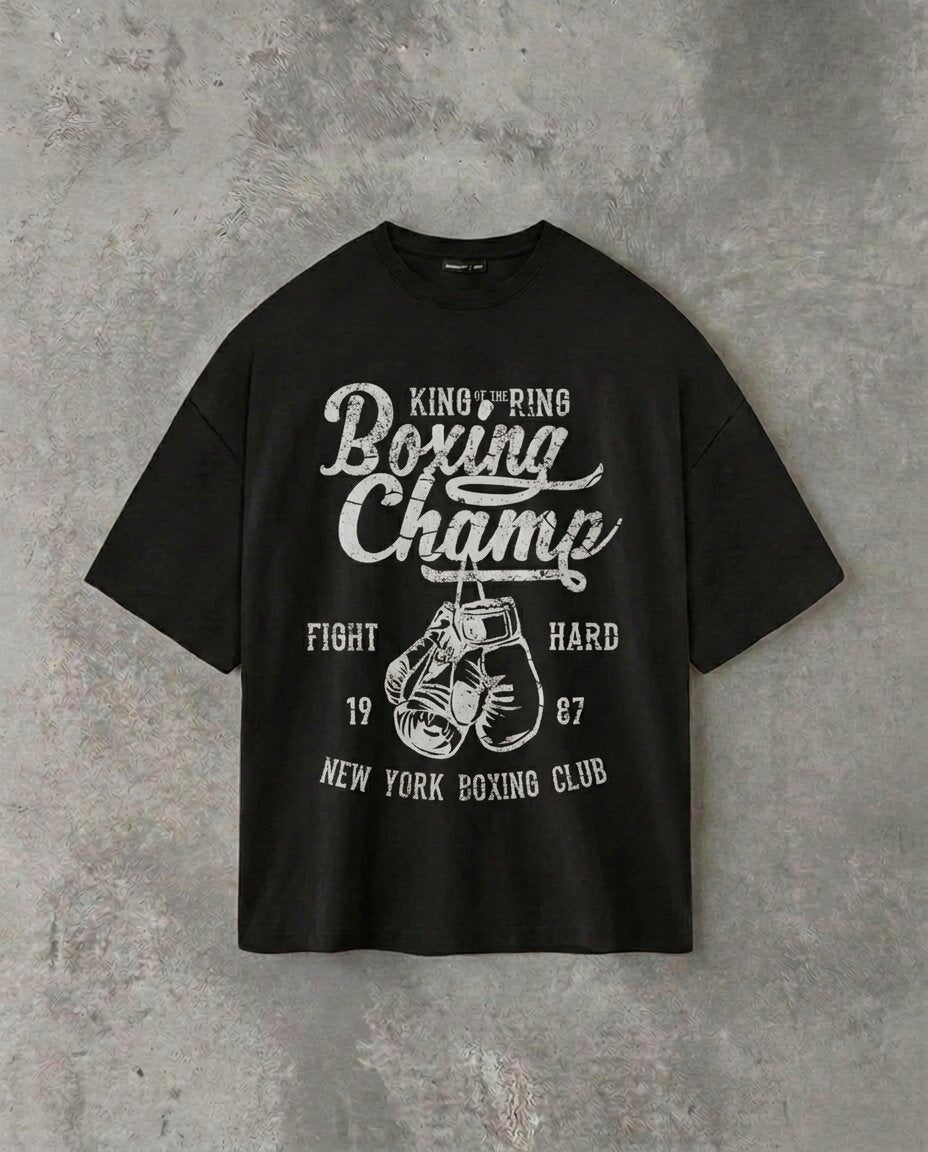“Boxing Champion” — Vintage Style | Black Tee