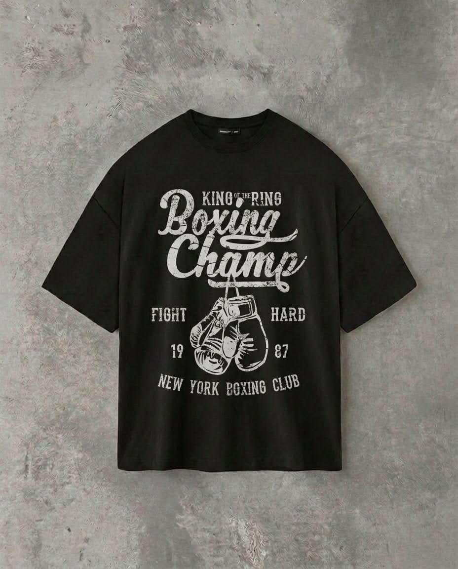 “Boxing Champion” — Vintage Style | Black Tee
