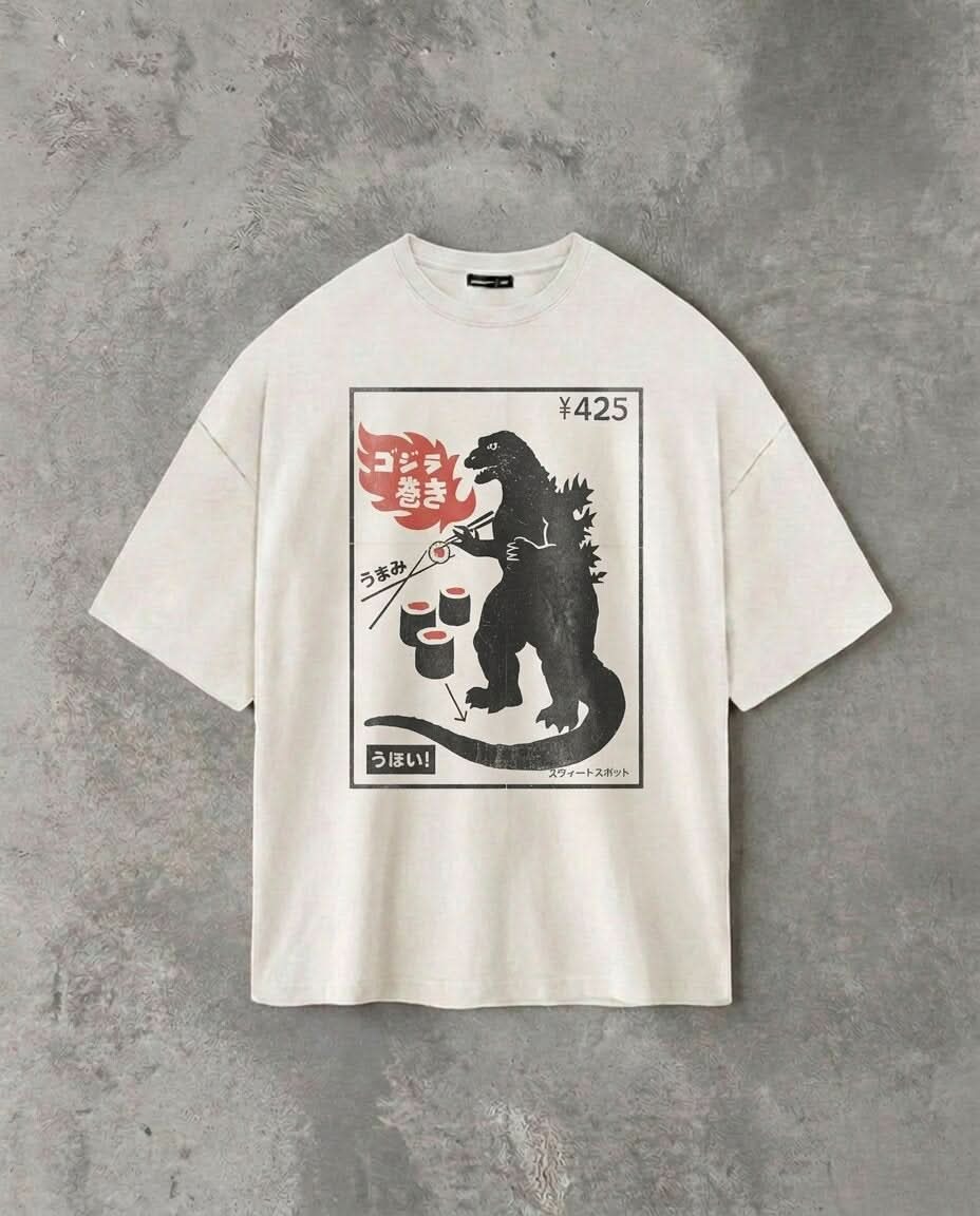 Kaiju Sushi Bar Retro Graphic Tee | White T-Shirt