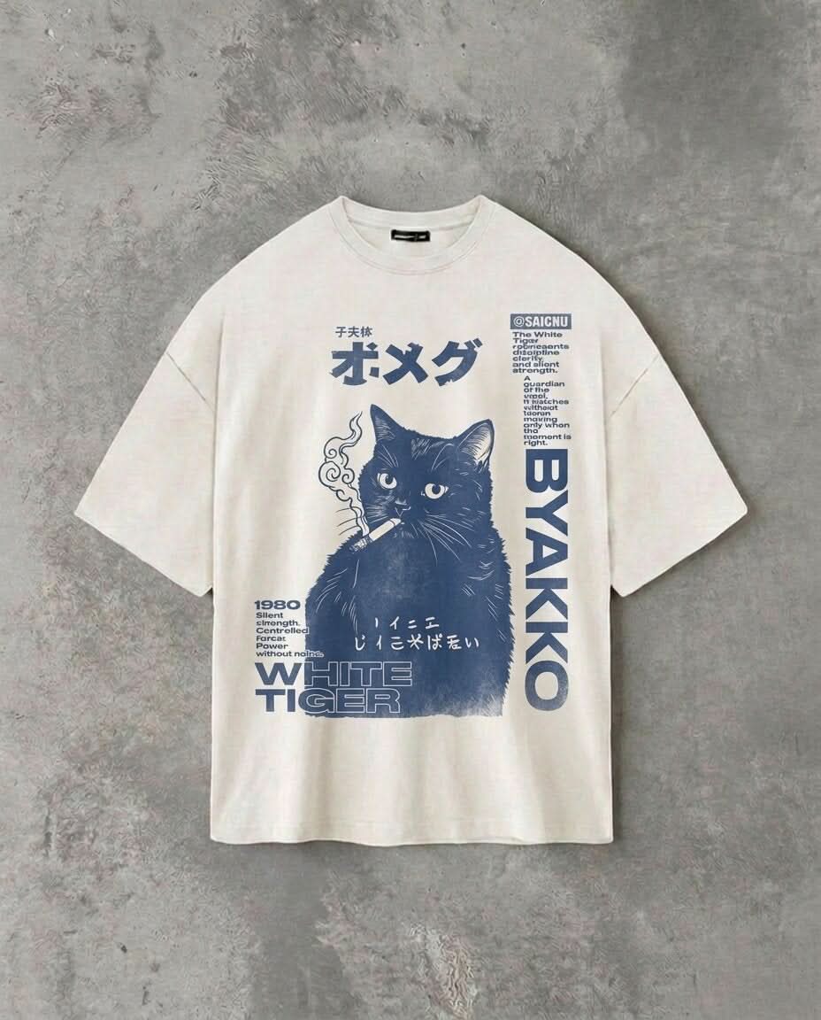 Smoking Cat | White T-Shirt