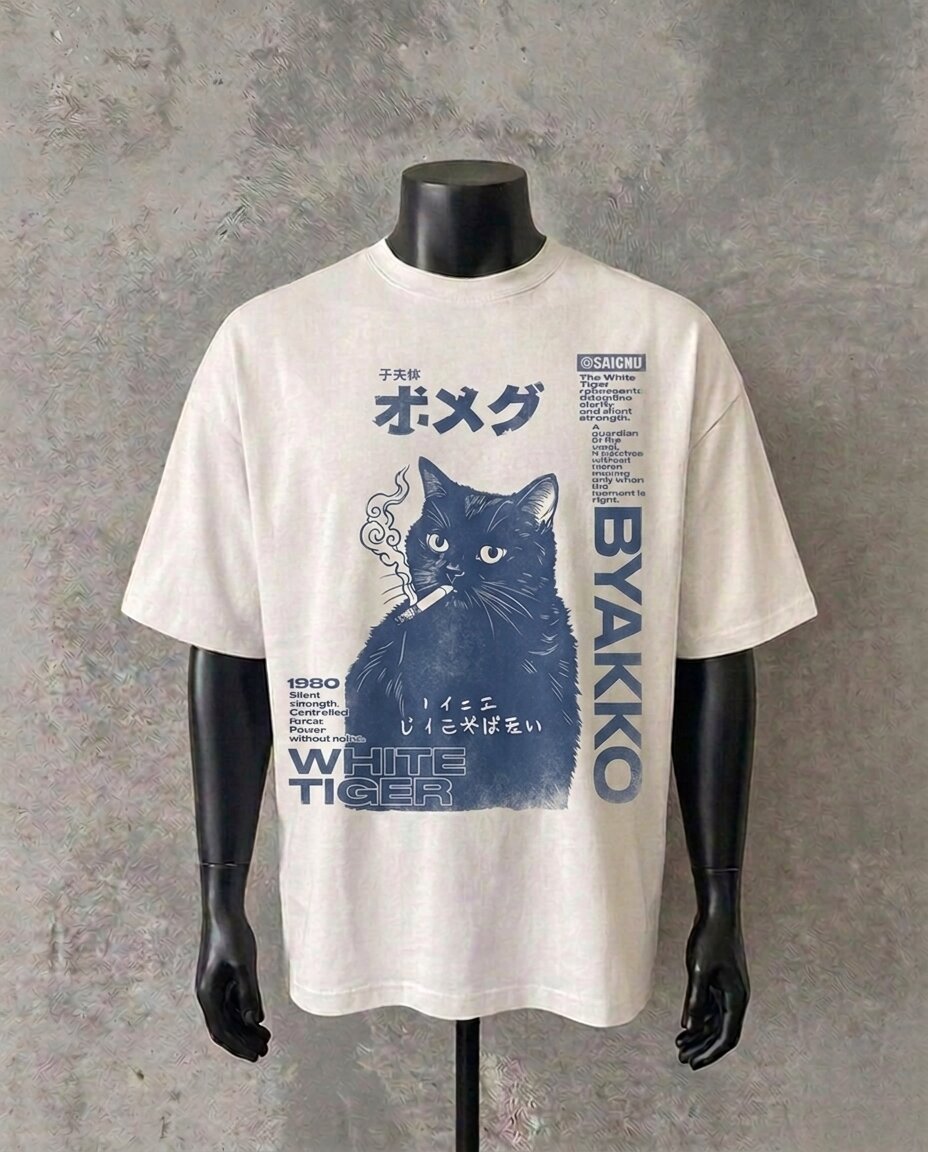 Rauchende Katze | Weißes T-Shirt