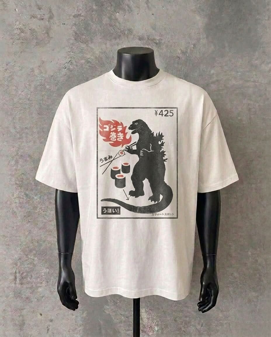 Kaiju Sushi Bar Retro Graphic Tee | White T-Shirt