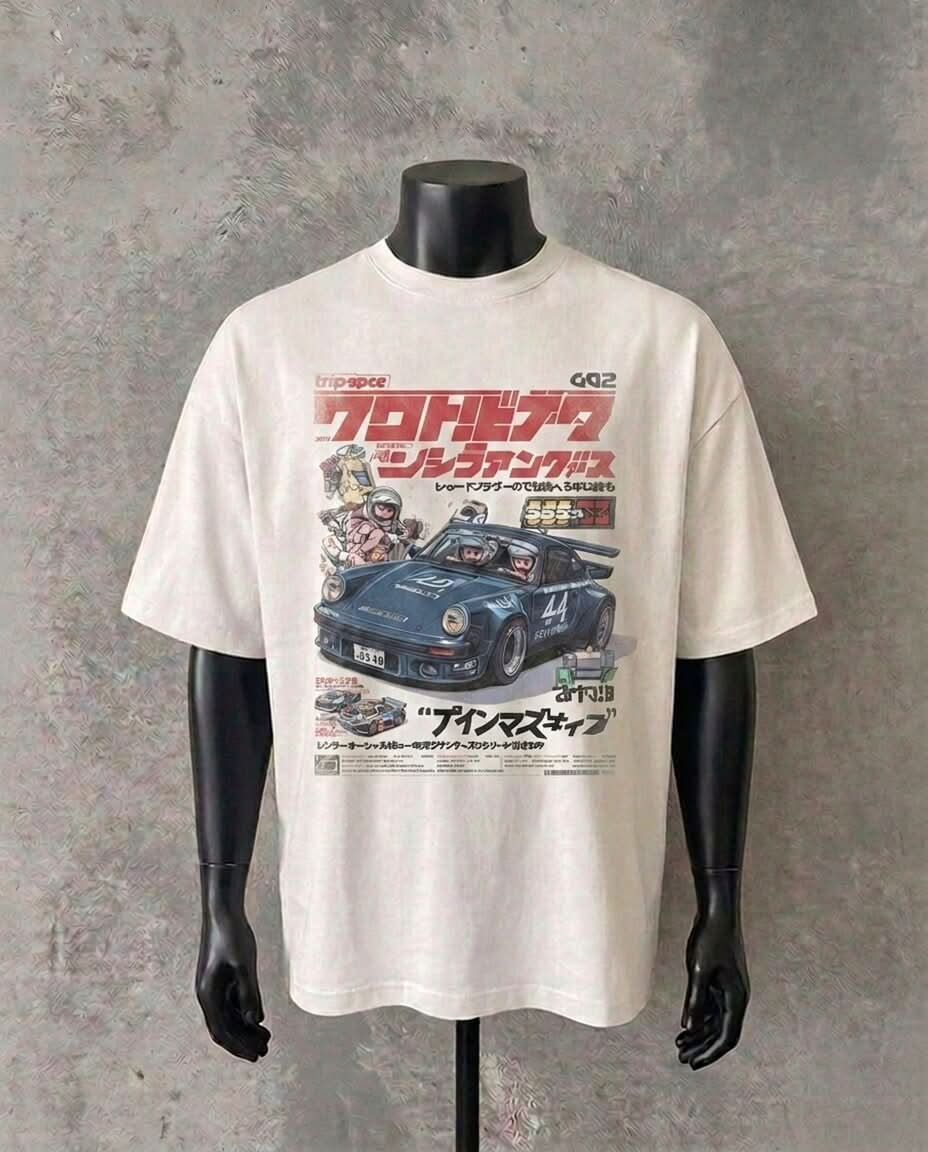Japanese Motorsport Poster Graphic Tee | White T-Shirt