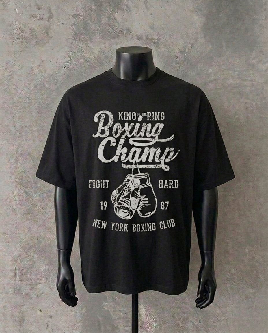 “Boxing Champion” — Vintage Style | Black Tee