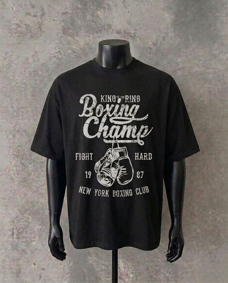 “Boxing Champion” — Vintage Style | Black Tee