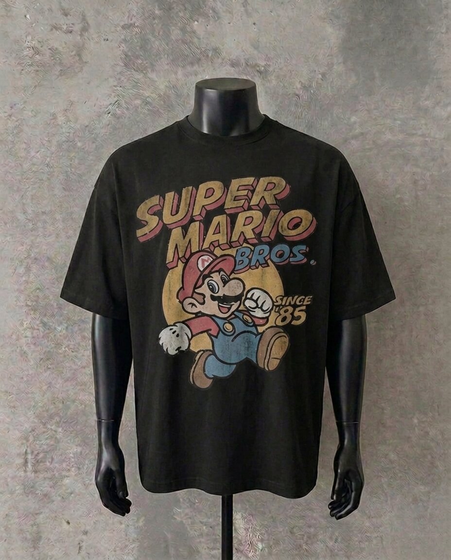 “Super Mario Bros.” Vintage Style | Black Tee