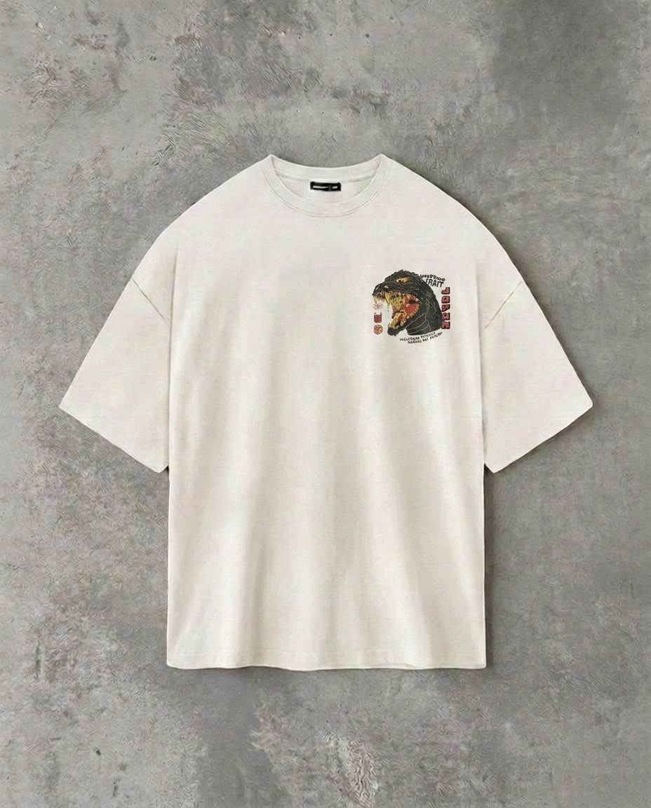 Japanese Kaiju Face (Back Print) | White Tee