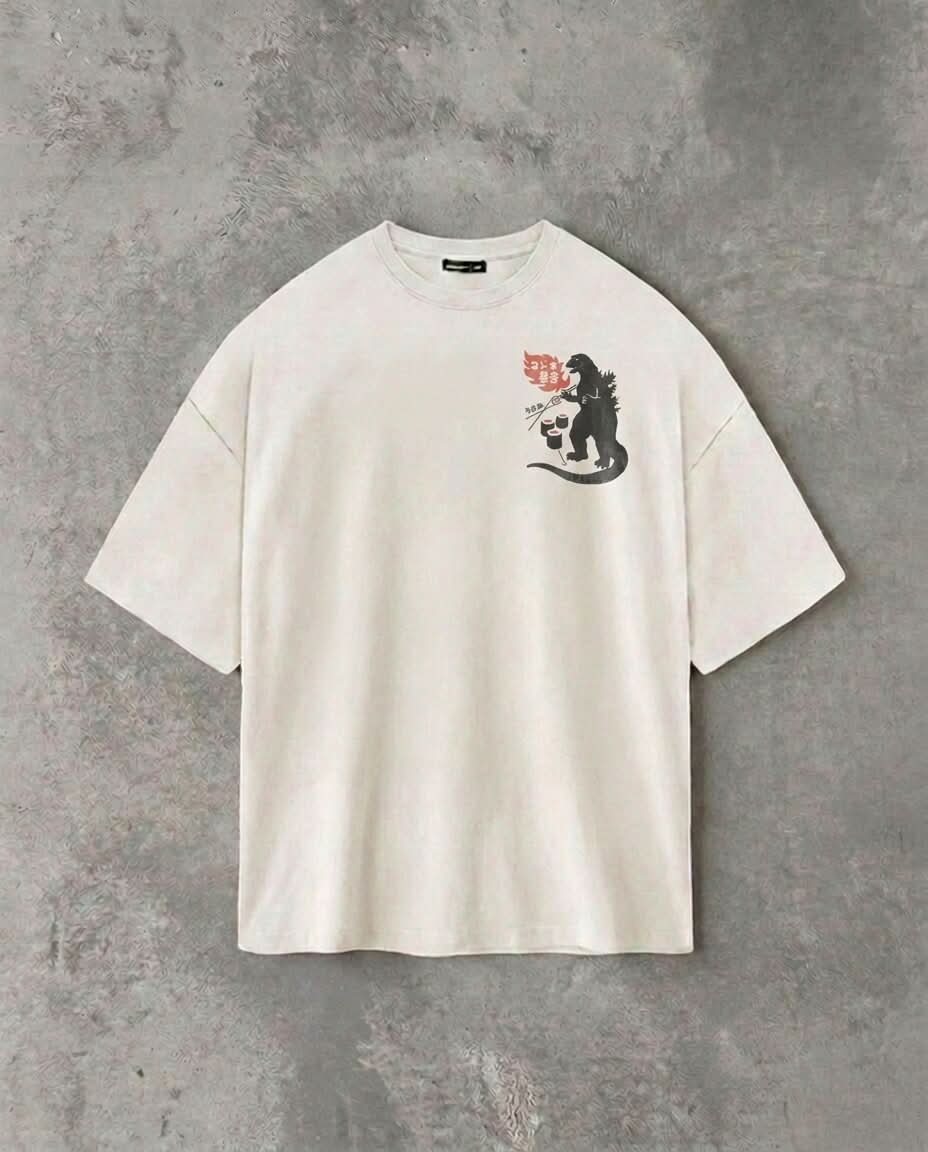 Japanese Kaiju Sushi Bar (Back Print) | White Tee