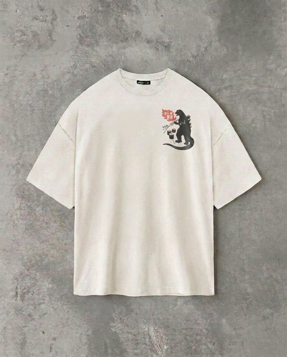 Japanese Kaiju Sushi Bar (Back Print) | White Tee