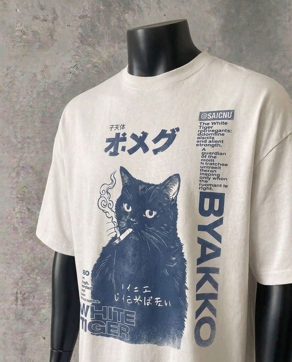 Smoking Cat | White T-Shirt