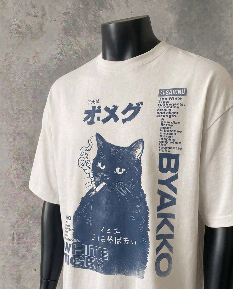 Rauchende Katze | Weißes T-Shirt