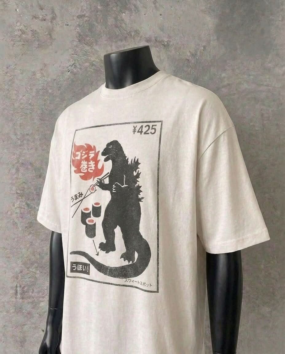 Kaiju Sushi Bar Retro Graphic Tee | White T-Shirt