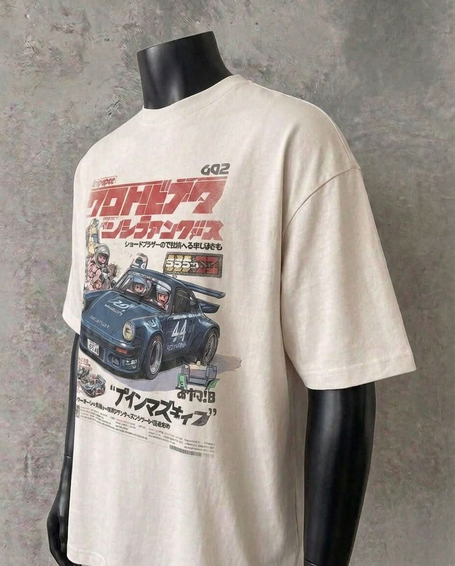 Japanese Motorsport Poster Graphic Tee | White T-Shirt