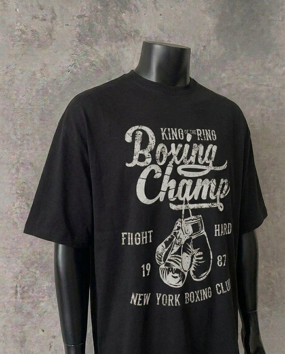 “Boxing Champion” — Vintage Style | Black Tee