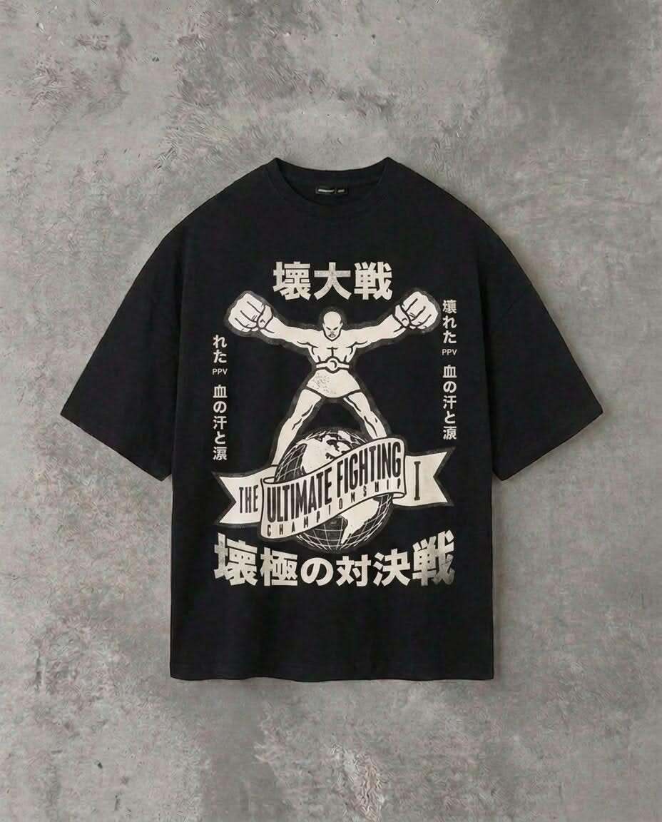 Ultimate Fighter Japanese Retro | Black Tee