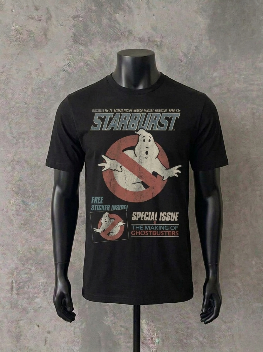 „Ghostbuster Starburst“ Vintage-Stil | Schwarzes T-Shirt