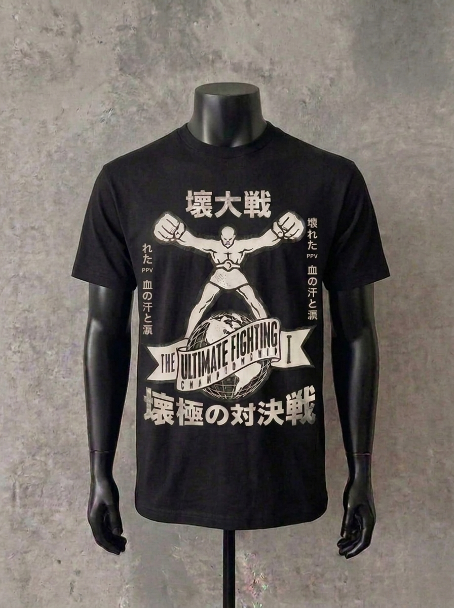 Ultimate Fighter Rétro Japonais | T-shirt noir