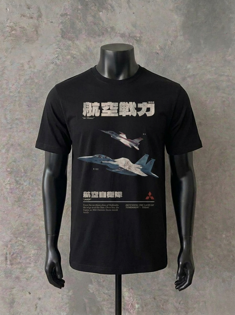 „Mitsubishi Air Power“ Magazin-Ausgabe | Schwarzes T-Shirt