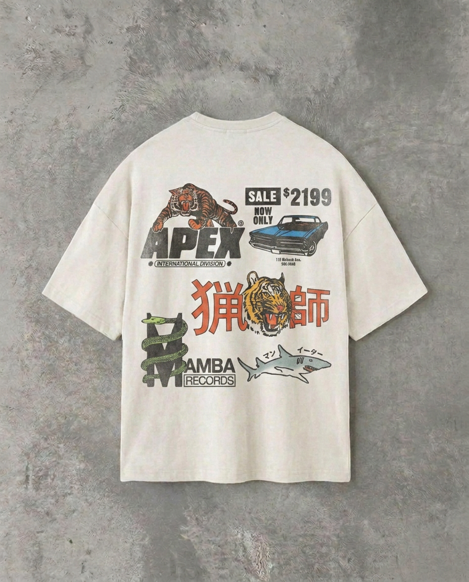 Streetwear Logo Collage - Back Print | White Tee
