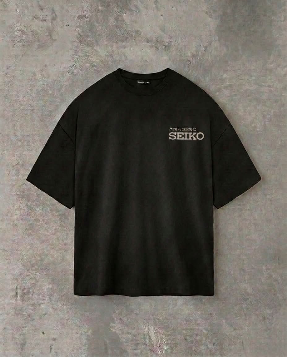 Seiko Classic Double Sided | Black Tee