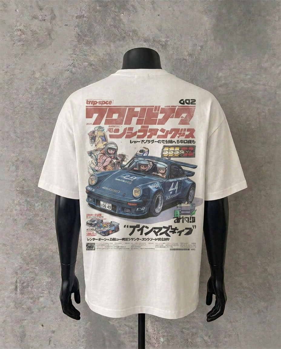Blue Racecar Graphic Tee | White Tee