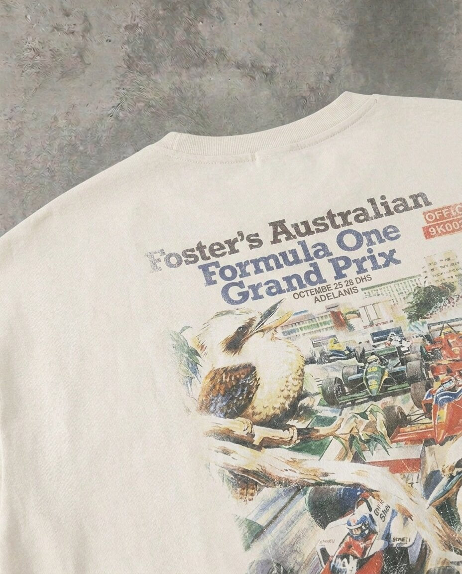 Retro 1986 Fosters F1 White Heavy Weight T-Shirt