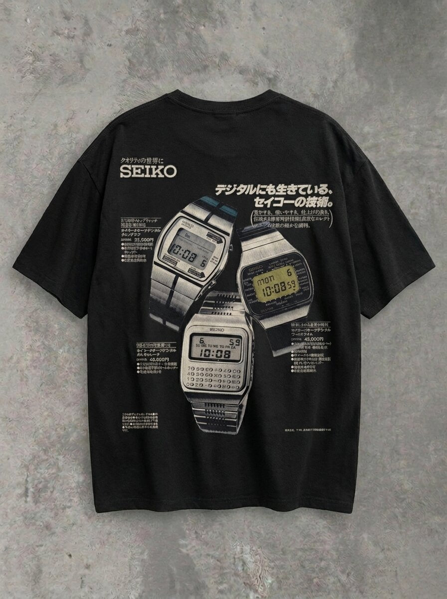 Seiko Classic Double Sided | Black Tee