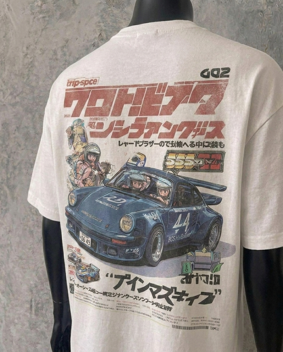 Blue Racecar Graphic Tee | White Tee