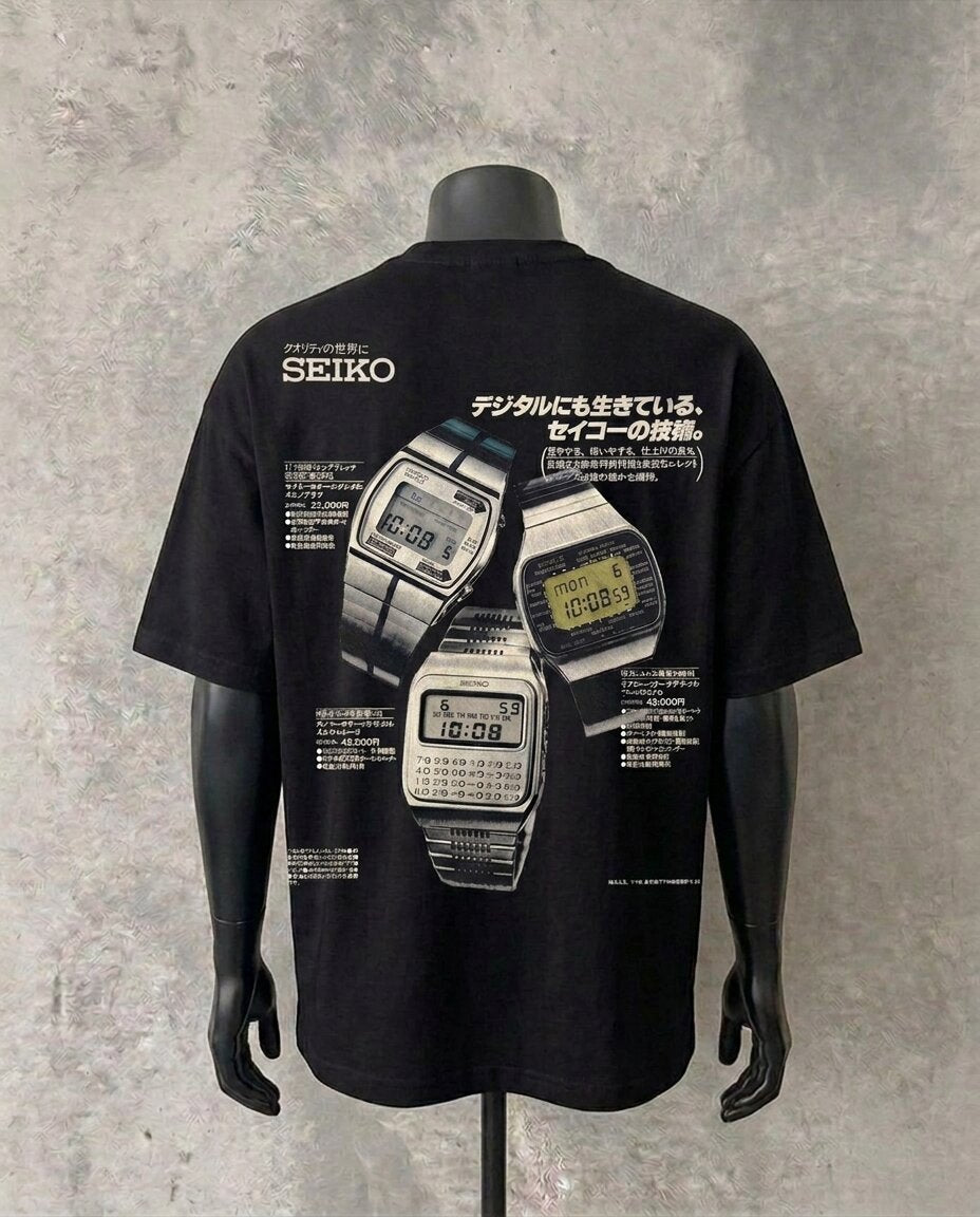 Seiko Classic Double Sided | Black Tee