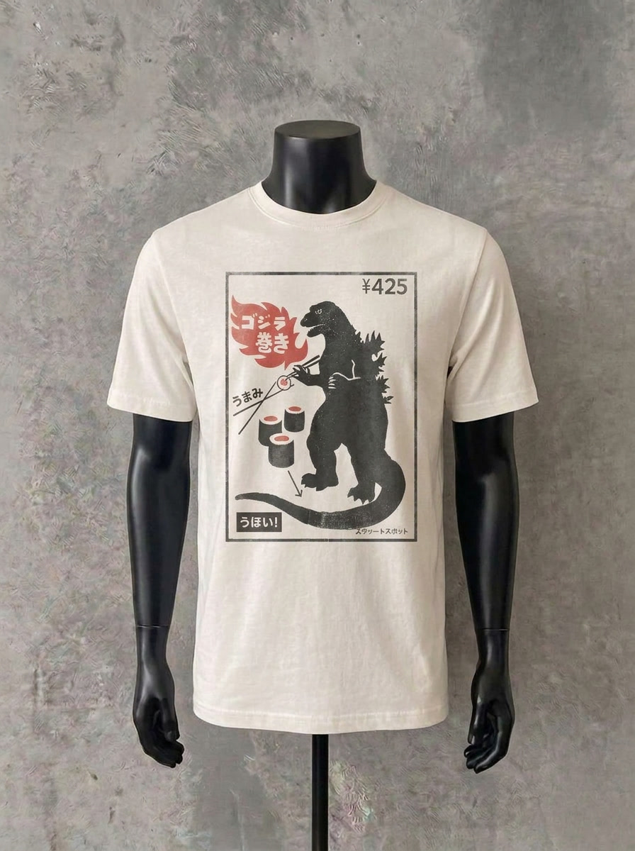 Kaiju Sushi Bar Retro Graphic Tee | White T-Shirt