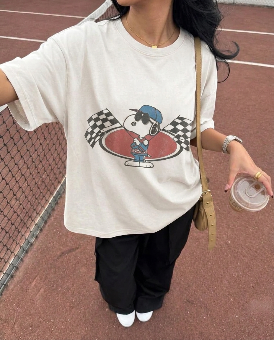 Snoopy Racing Club White Tee