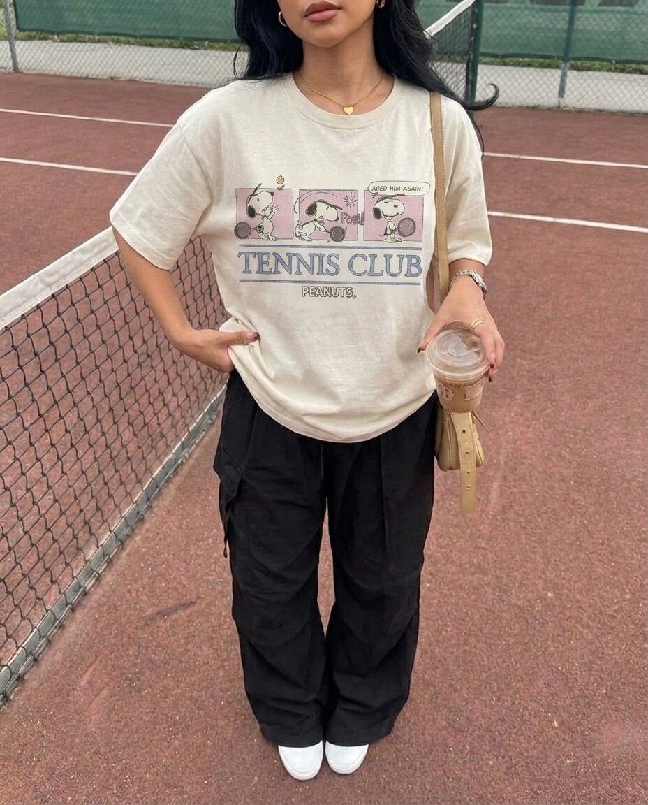 Snoopy Tennis Club White Tee