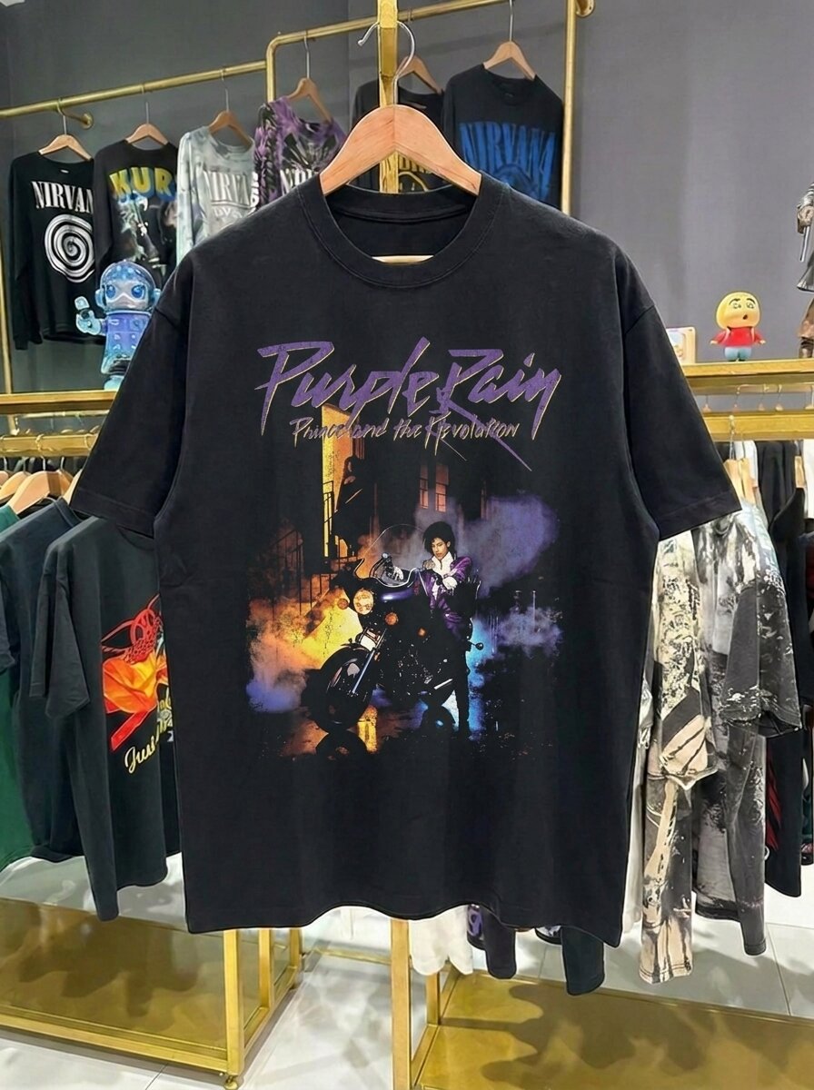 Prince Purple Rain Black Tee