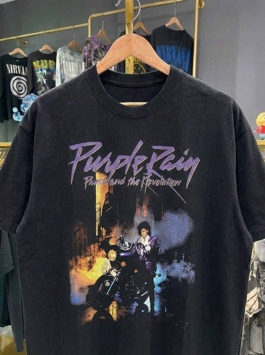 Prince Purple Rain Black Tee