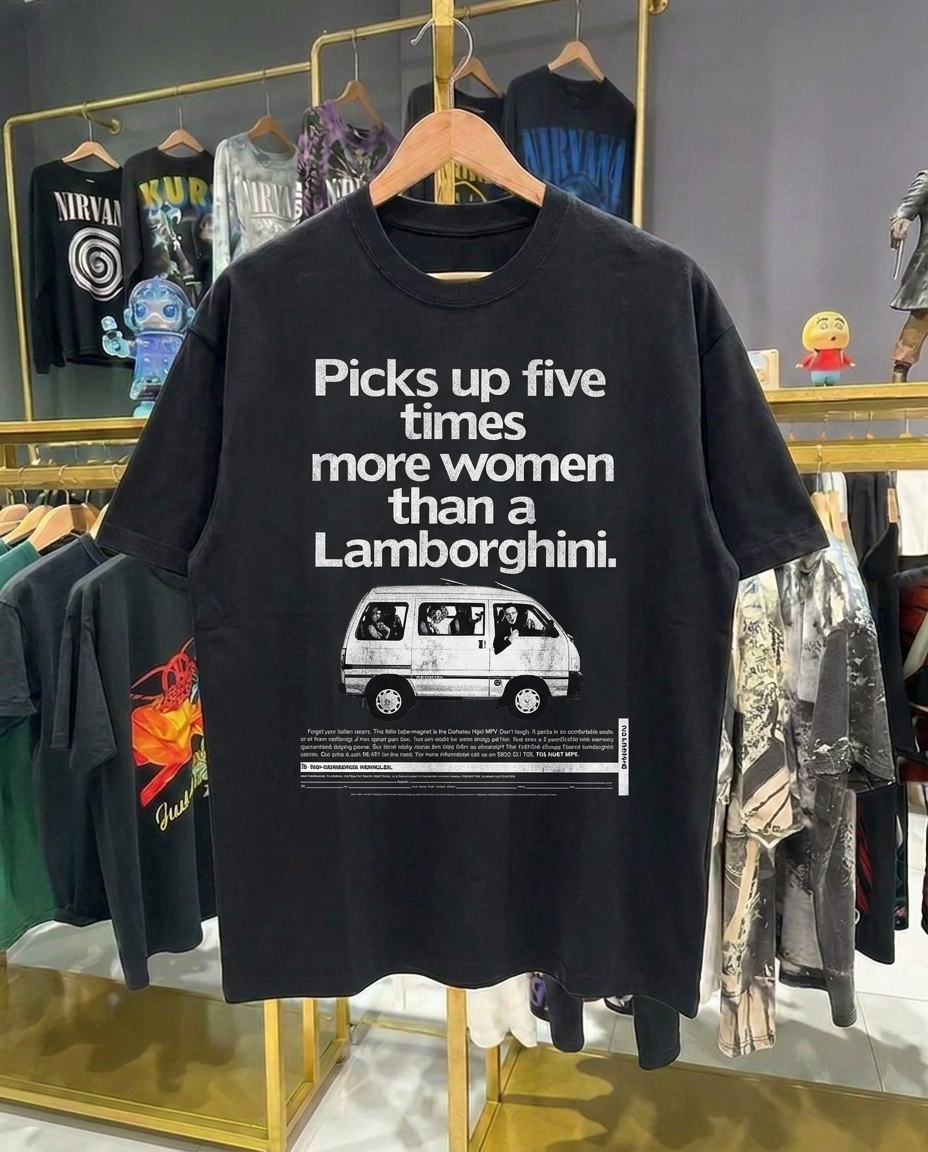 Iconic Retro Van Ad 80s | Black T-Shirt