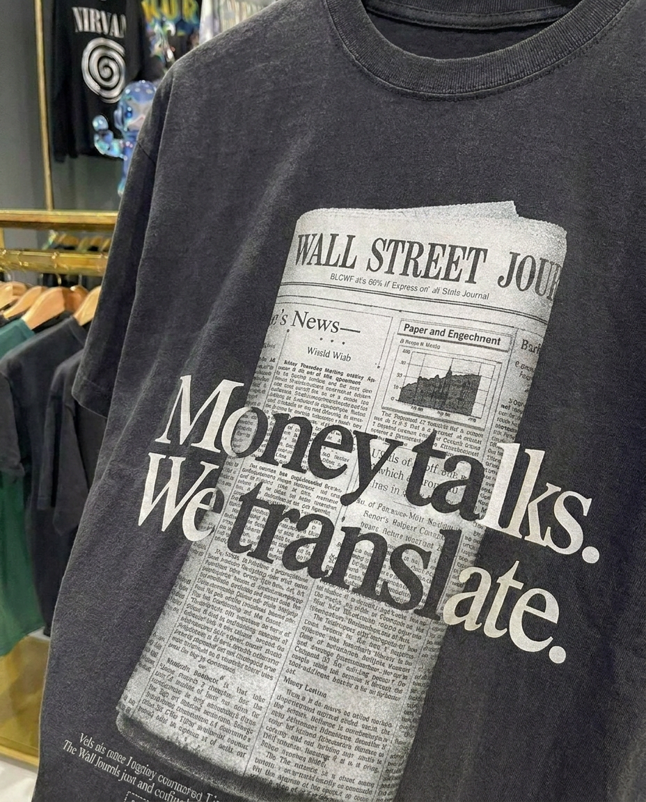 Money Talks we Translate | Black T-Shirt