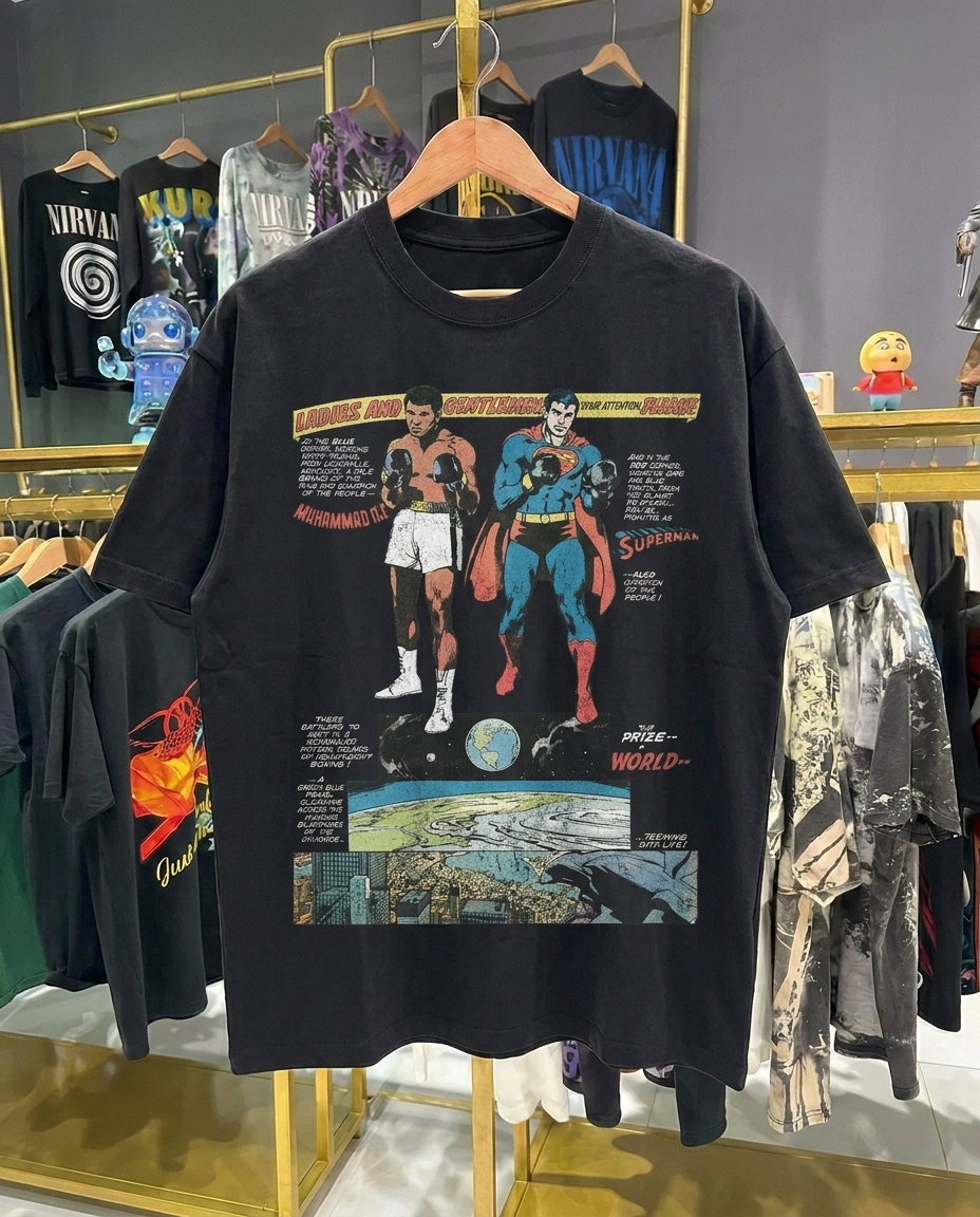 Ali vs Superman Black Tee