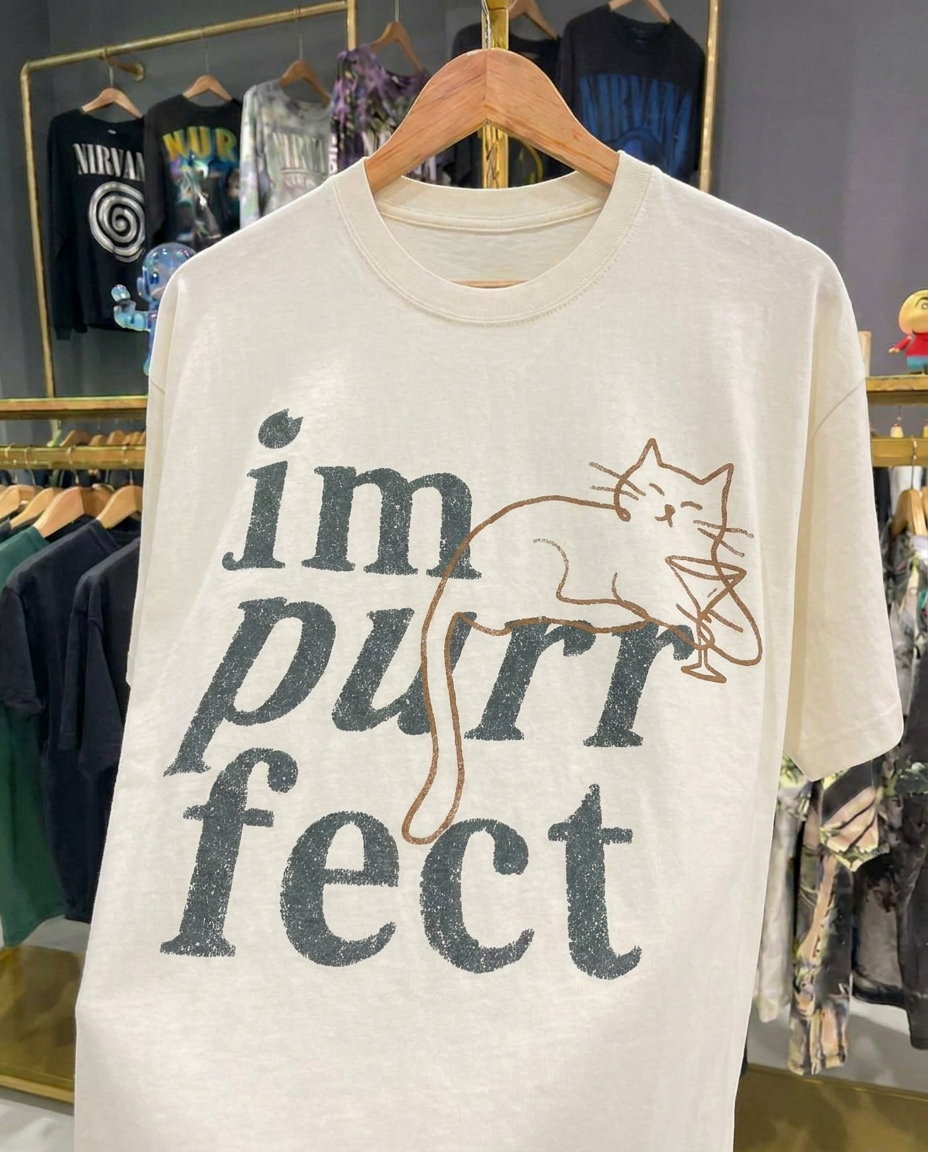Purrfect White Tee