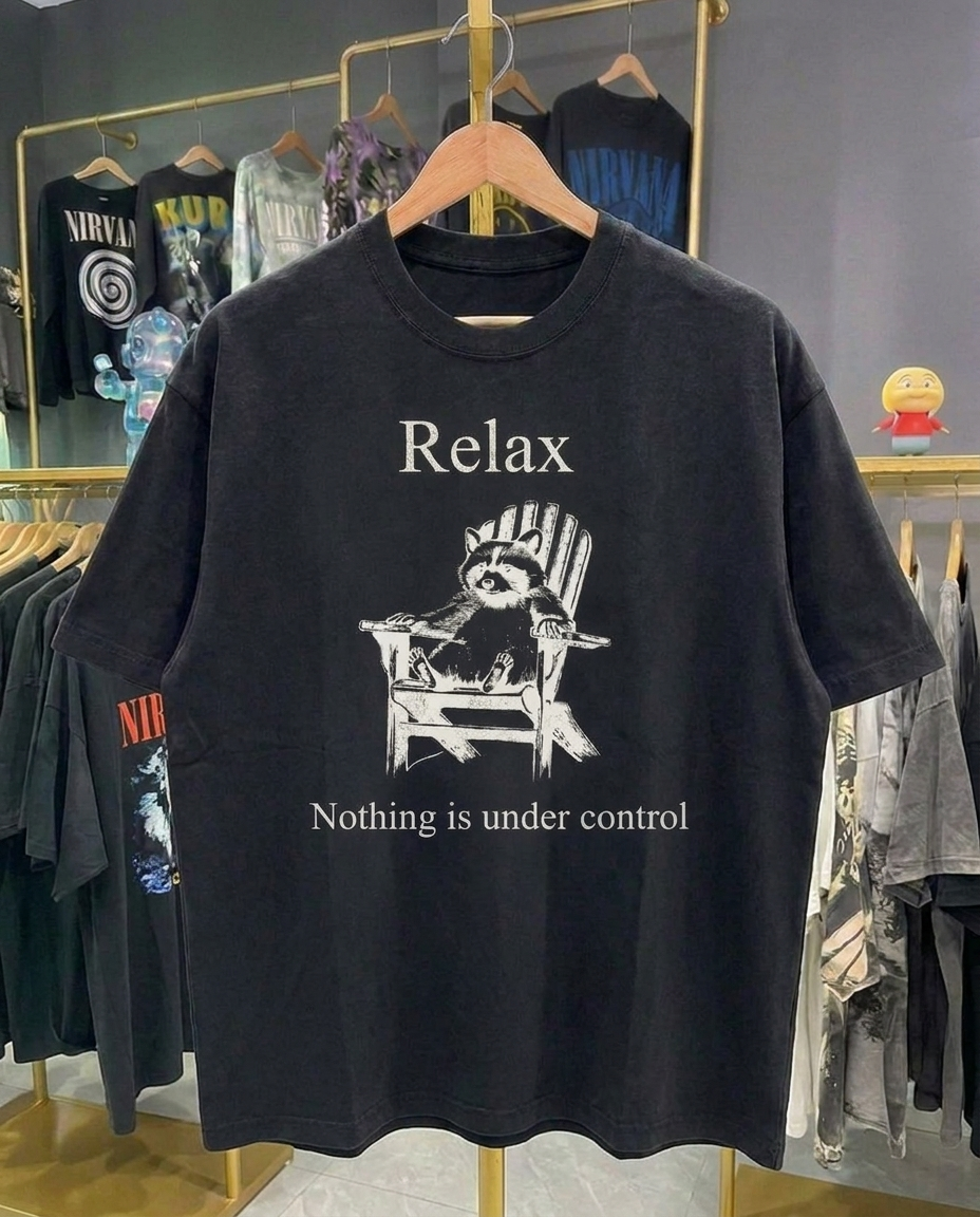 Relax Nothing is in Control Black Tee